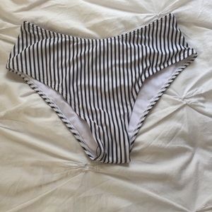 Zaful Striped High Waisted Swim Bottoms